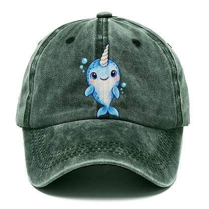 Narwhal Front Tusk Hello Sea Sprite Classic Cap – Forest Mist