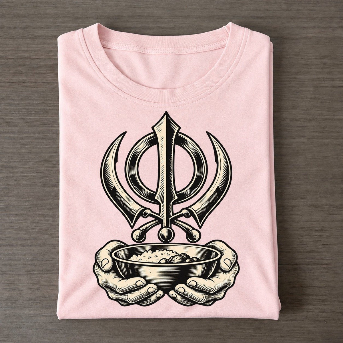 Sikh Khanda And Seva Bowl World Faiths Ink Figures Classic T-shirt – Pink