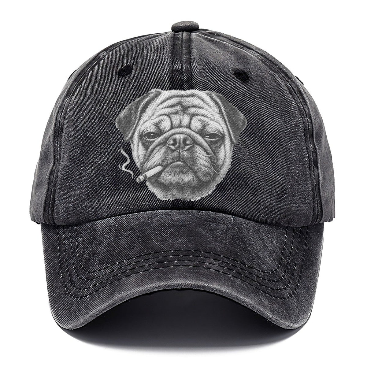 Pug A Lit Cigarette Smoking Dogs Smoking Dogs Portraits Classic Cap – Graphite