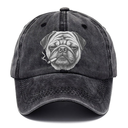 Pug A Lit Cigarette Smoking Dogs Smoking Dogs Portraits Classic Cap – Graphite