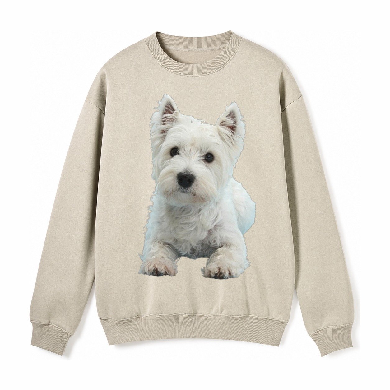 West Highland White Terrier Fleece Sweatshirt – Light Khaki