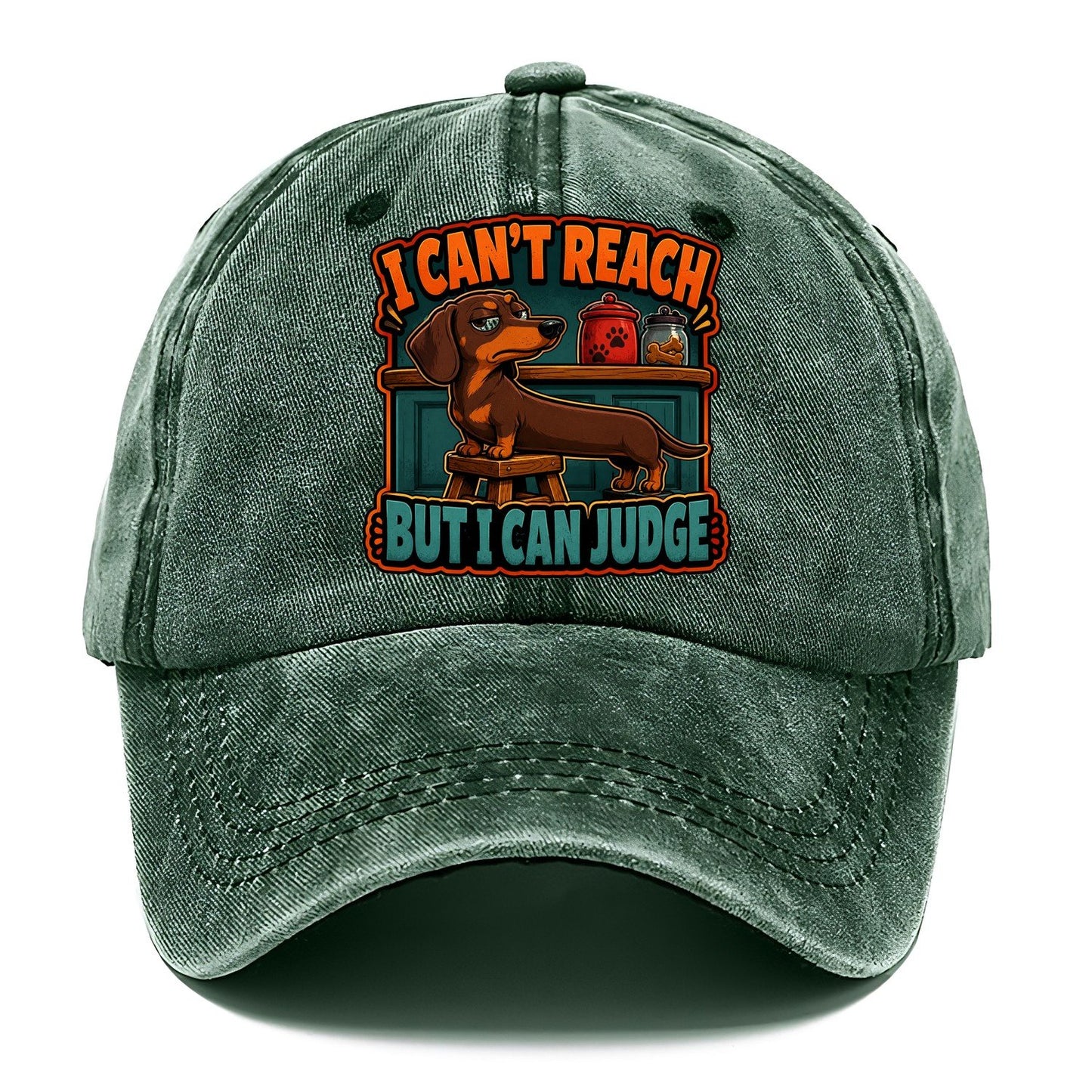 I Can't Reach But I Can Judge Dachshund Classic Cap – Forest Mist