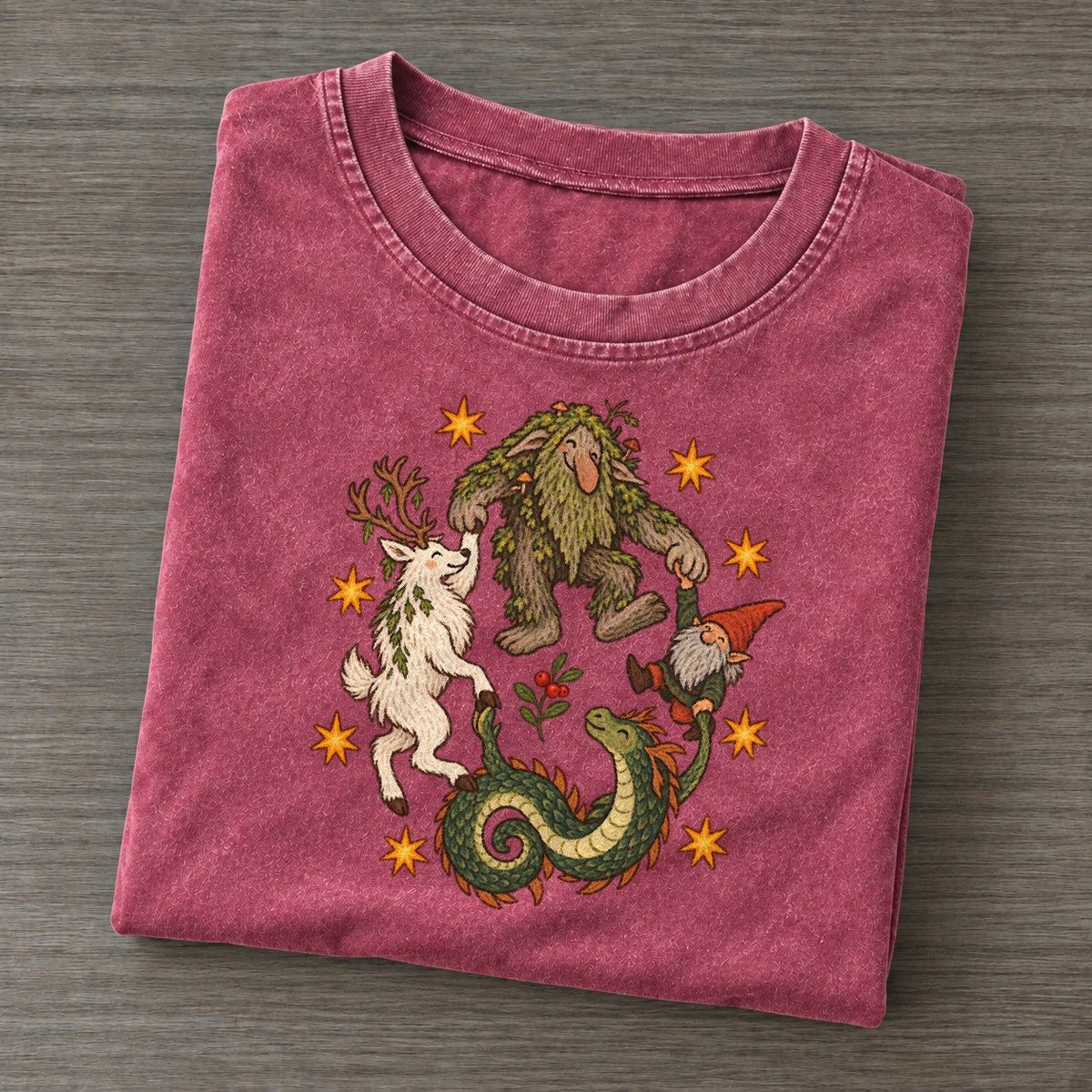 Northern Woods Waltz Cryptid Hoedown Vintage T-shirt – Raspberry
