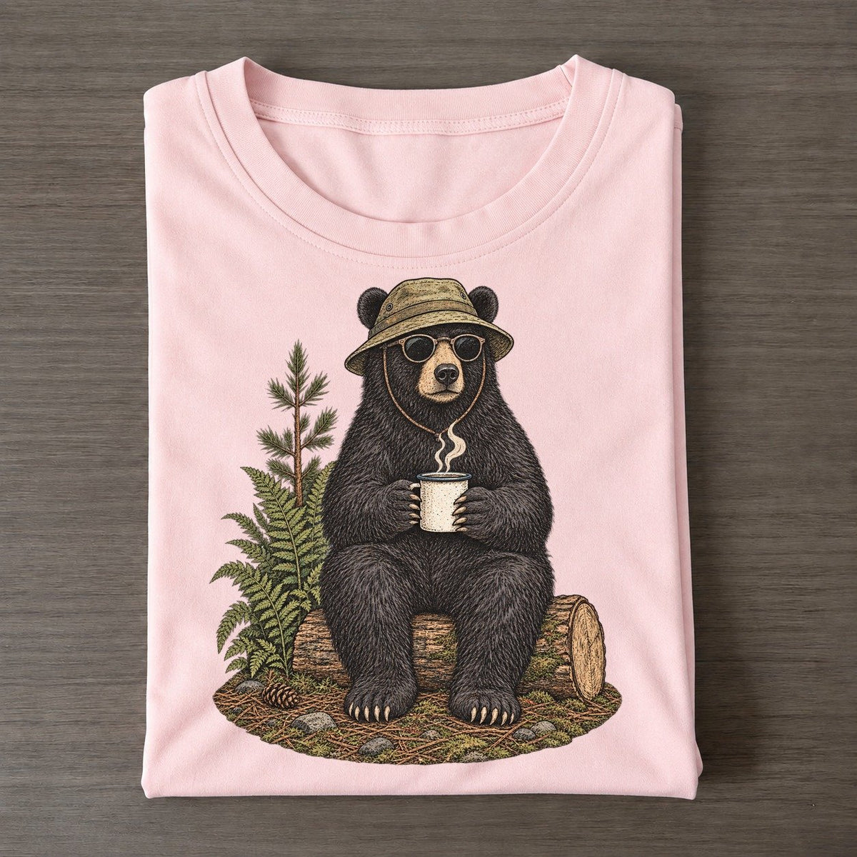 Bear Morning Brew Slow Camp Club Classic T-shirt – Pink