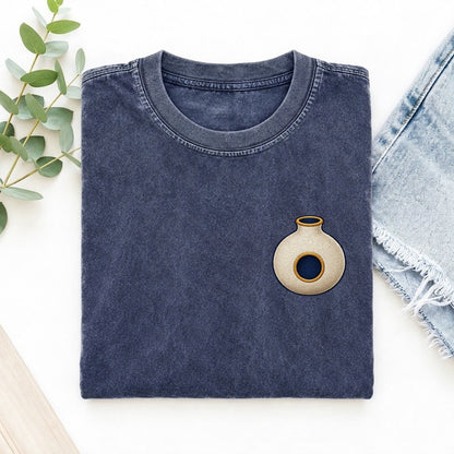 Udu Clay Voice Left Chest Vintage T-shirt – Blue