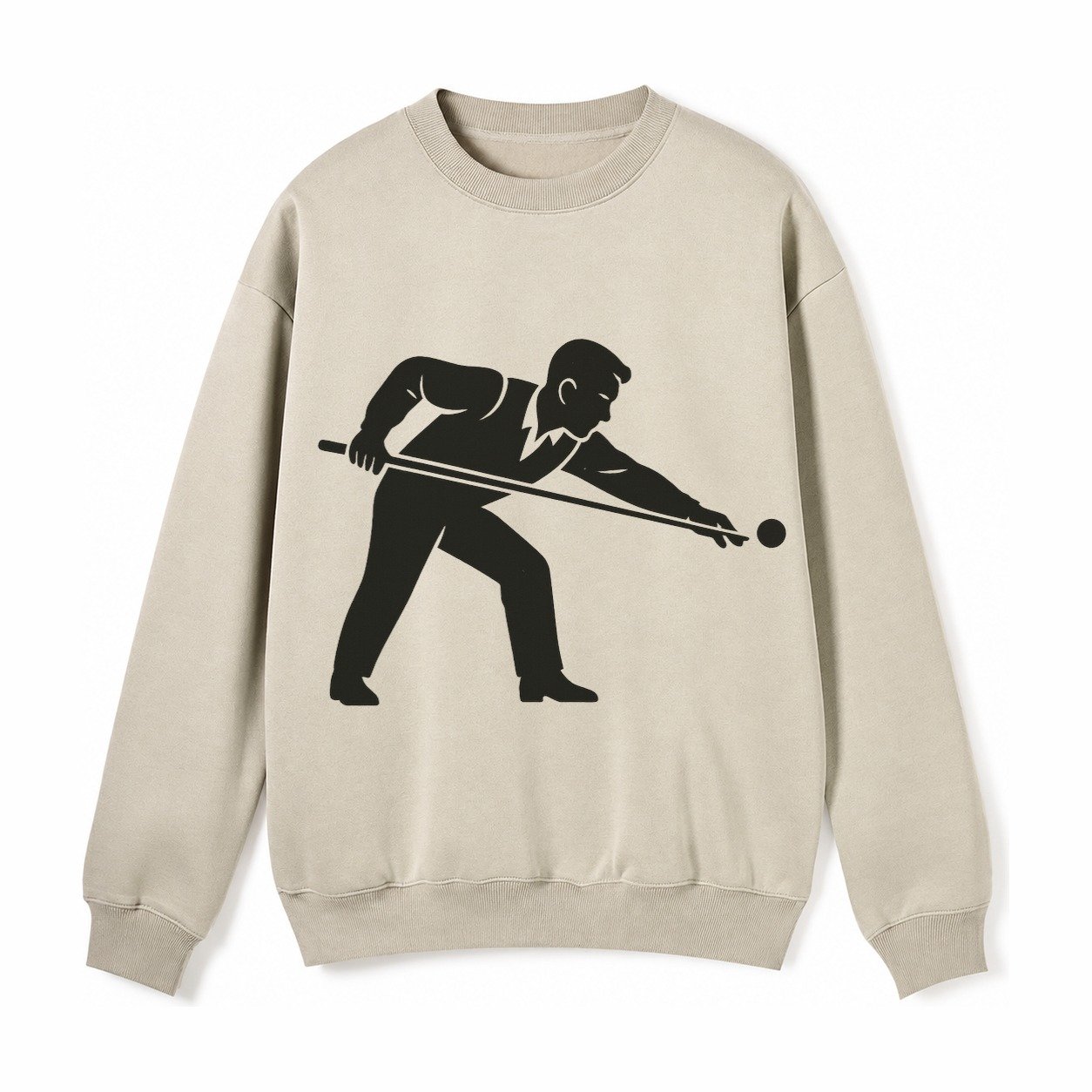 Pool Player Lining Up Shot Fleece Sweatshirt – Light Khaki