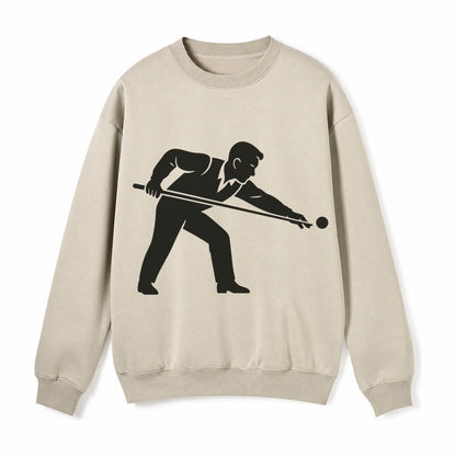 Pool Player Lining Up Shot Fleece Sweatshirt – Light Khaki