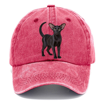 Oriental Shorthair Standing Three Quarter Realistic Cat Portrait Classic Cap – Pomegranate Blush
