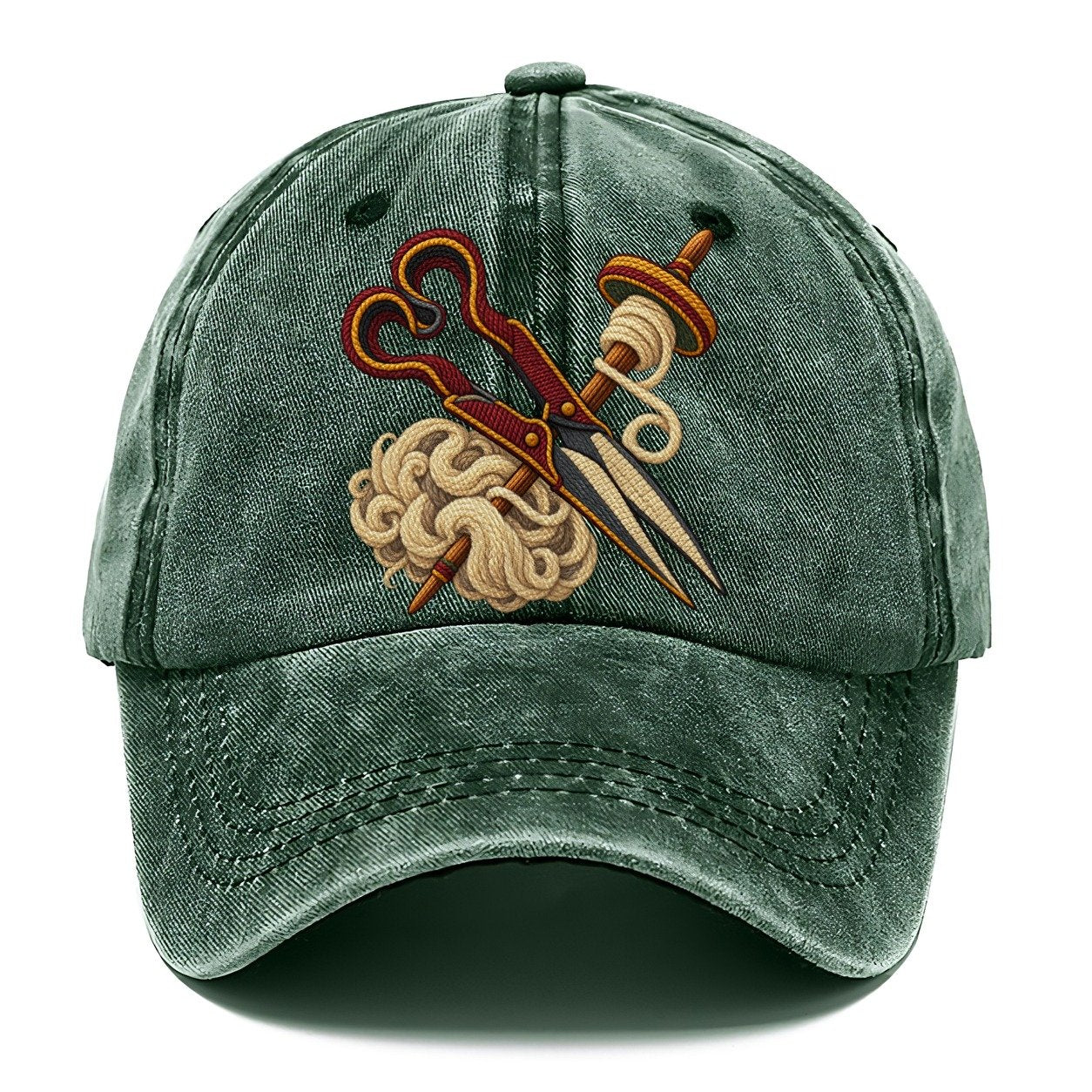 Welsh Wool Shears Spindle And Fleece Uk Culture Heritage Classic Cap – Forest Mist