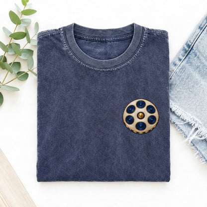 Handpan Tone Petals Left Chest Thread Signatures II Left Chest Vintage T-shirt – Blue