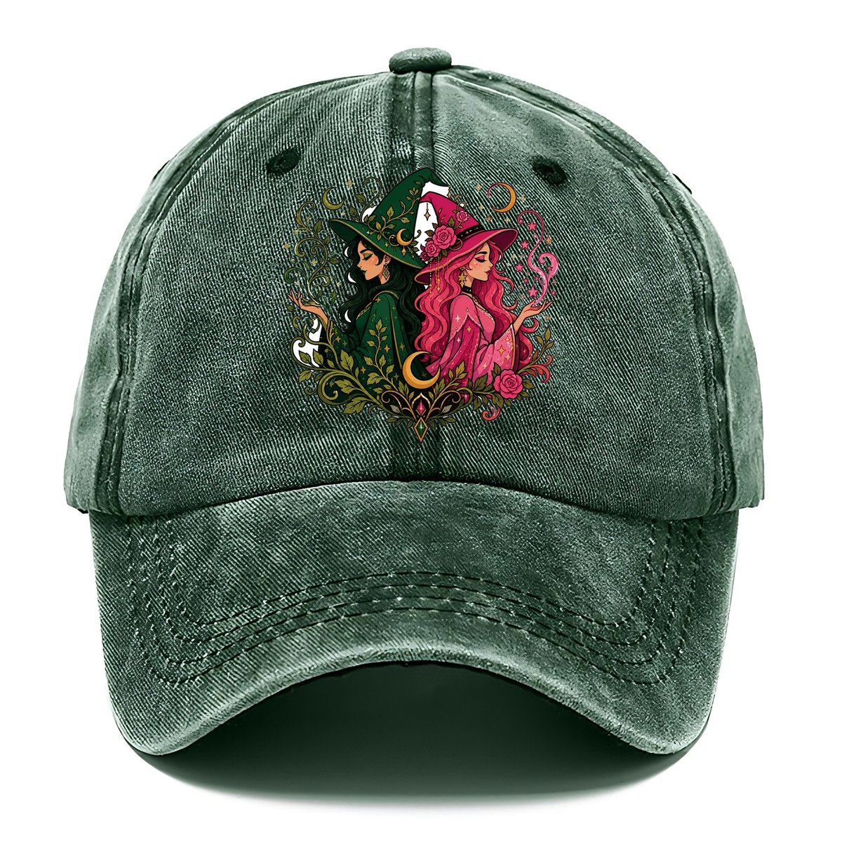 Dual Witch Botanical Moon Classic Cap – Forest Mist