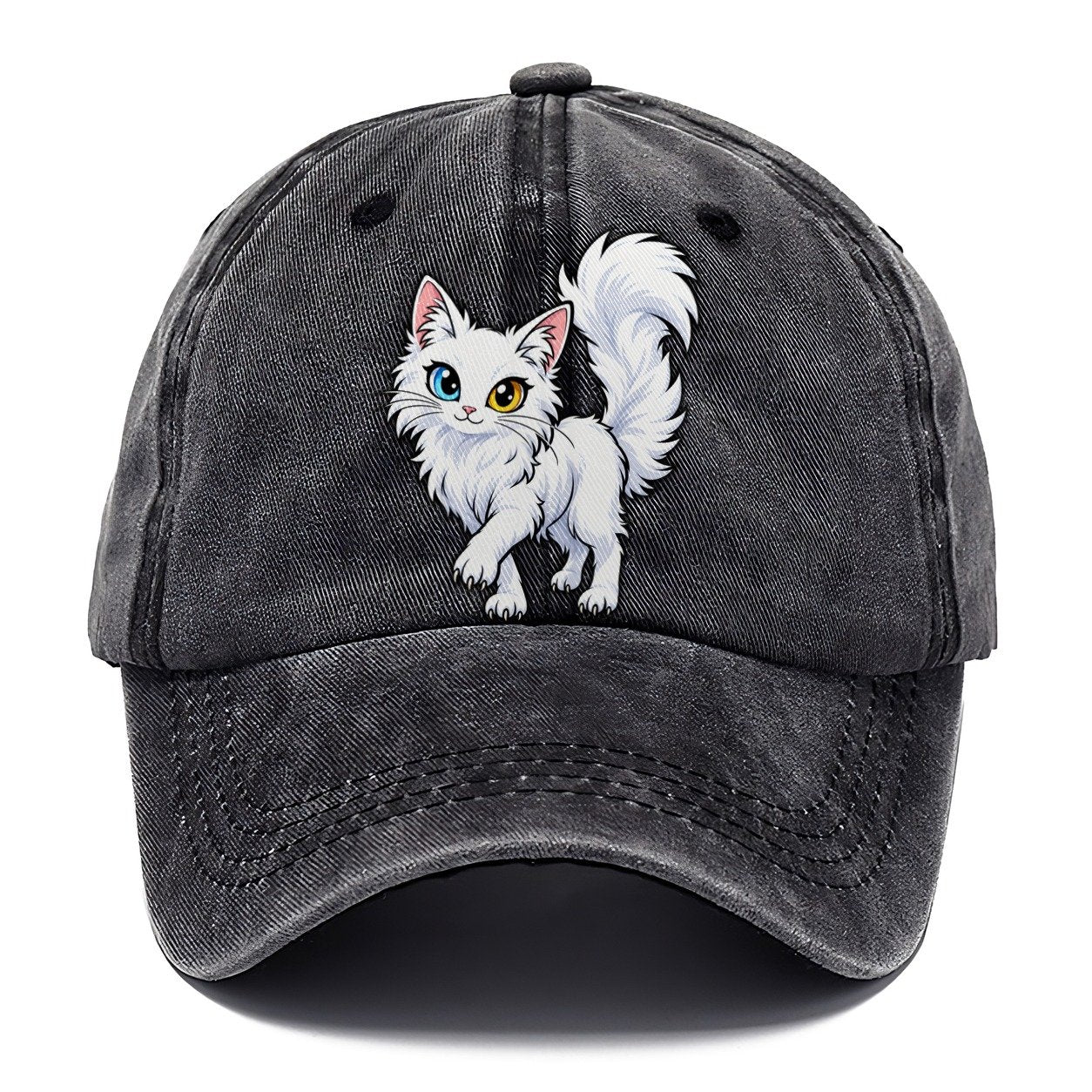 Turkish Angora Tail Up Peeking Cats Classic Cap – Graphite