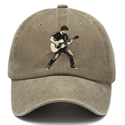 Acoustic Guitar Standing Strum Global Music Ink Figures Classic Cap – Warm Sand