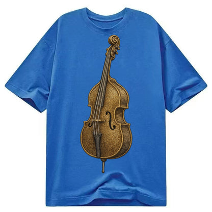 Acoustic Bass Upright Double Bass With F Holes And Wooden Br Classic T-shirt – Blue