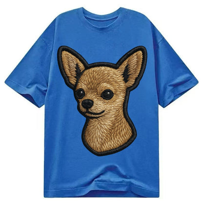 Chihuahua Front Facing Embroidered Portrait 78ceab Classic T-shirt – Blue