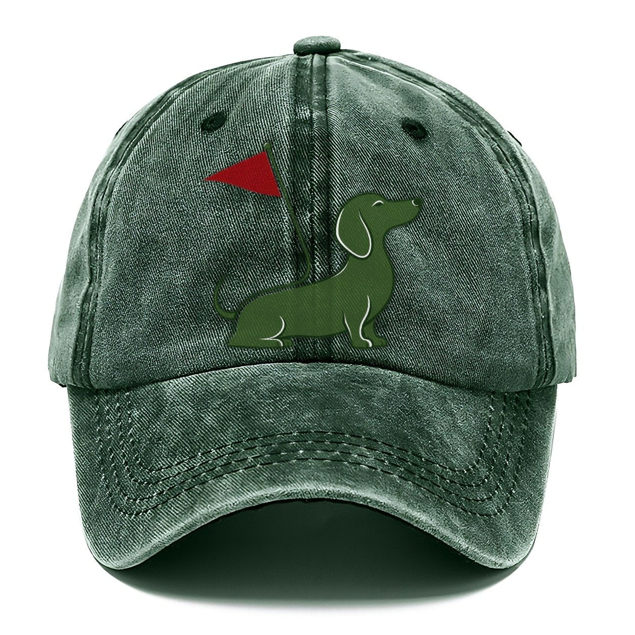 Golf Dachshund Flag Classic Cap – Forest Mist