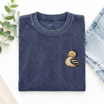 Hoopoe Crest Lift Left Chest Vintage T-shirt – Blue