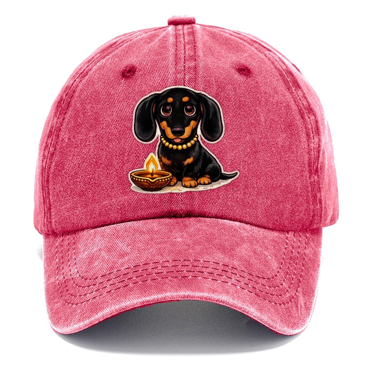 Dachshund Diwali Celebration Classic Cap – Pomegranate Blush