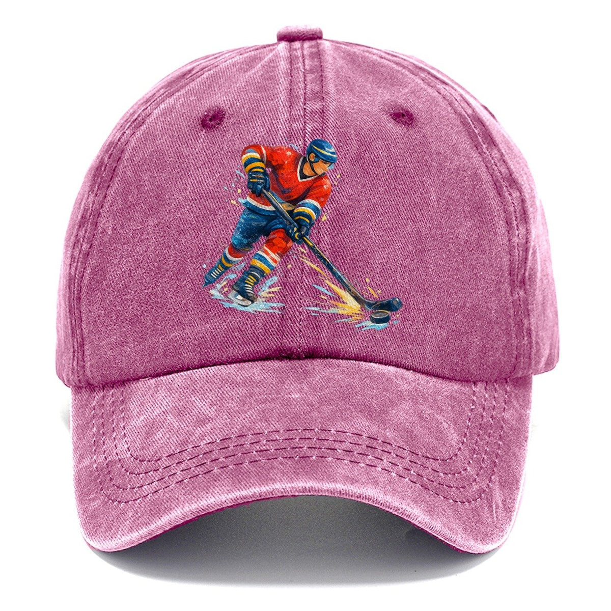 Ice Hockey Player Shooting Puck Classic Cap – Dusty Rose