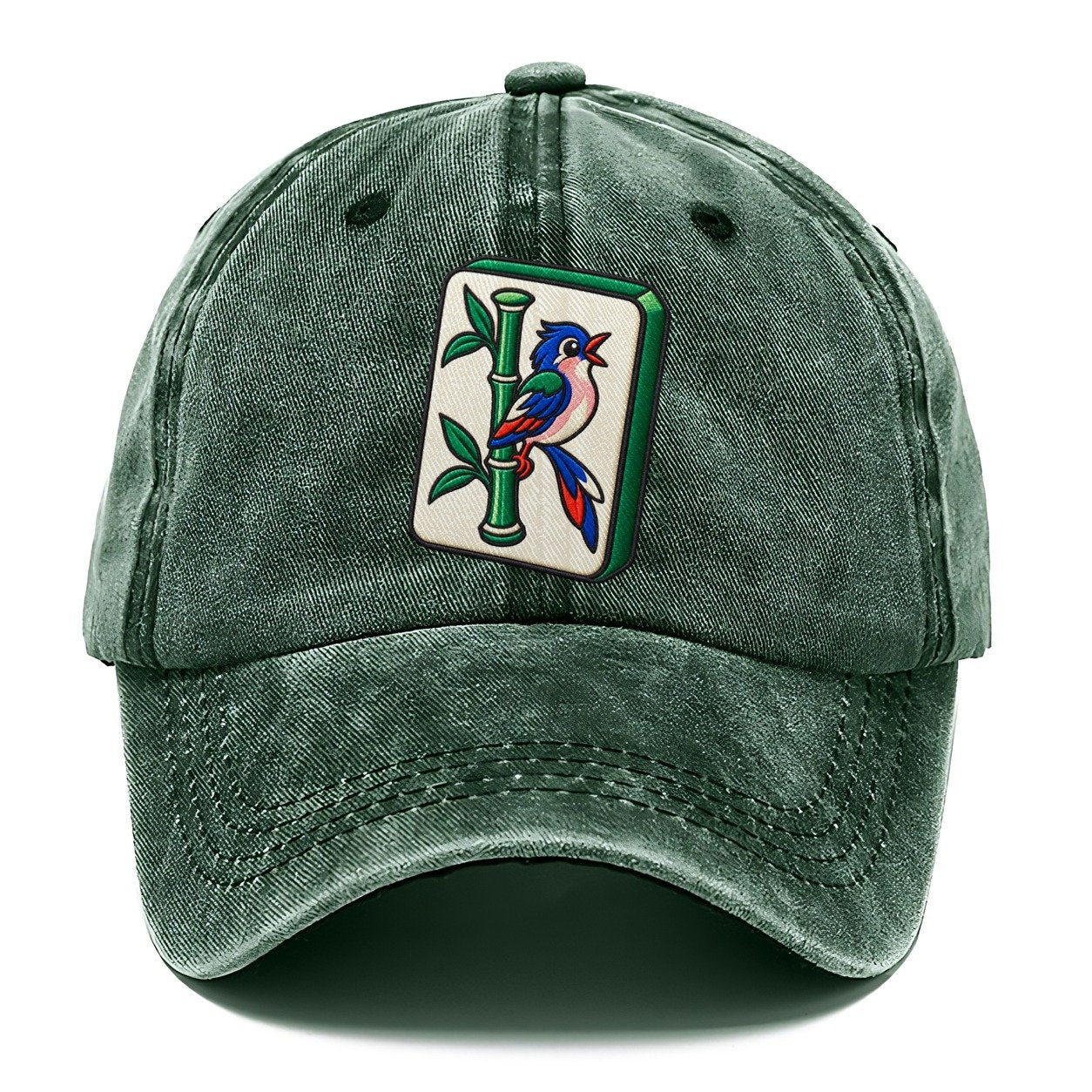 Bamboo Songbird Mahjong Game Night Classic Cap – Forest Mist