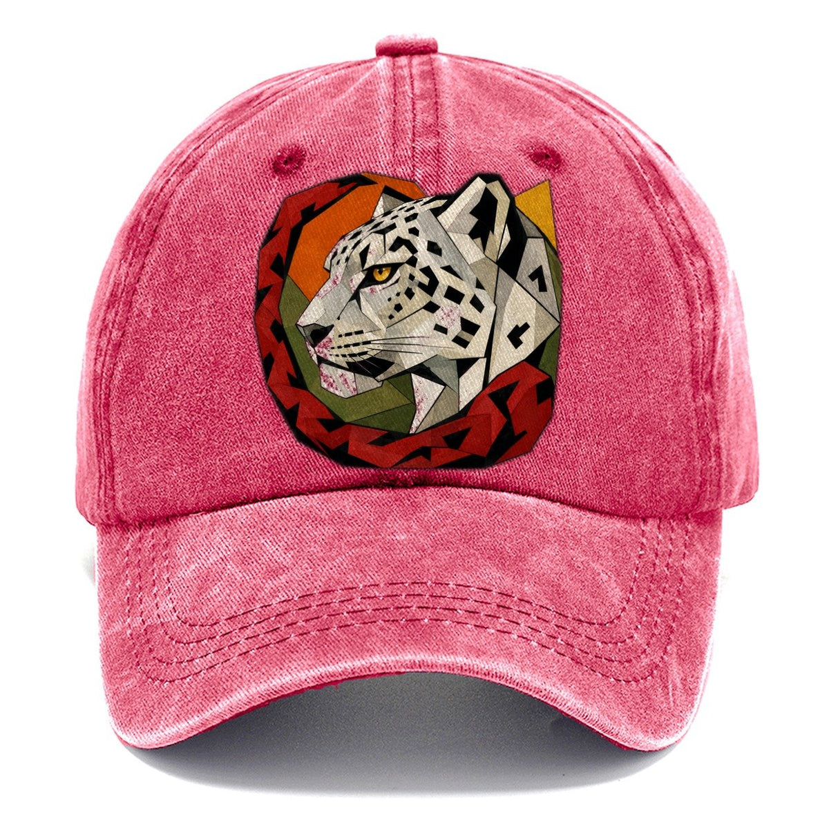Snow Leopard Portrait Classic Cap – Pomegranate Blush