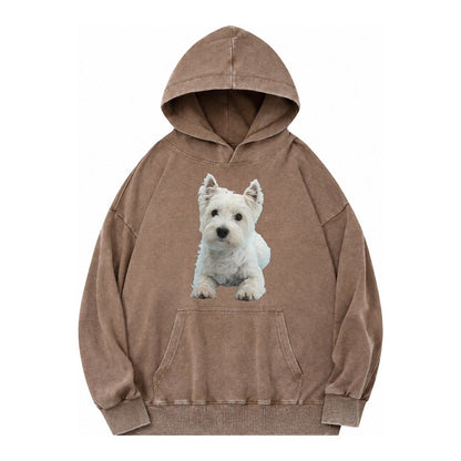 West Highland White Terrier Vintage Washed Hoodie – Brown