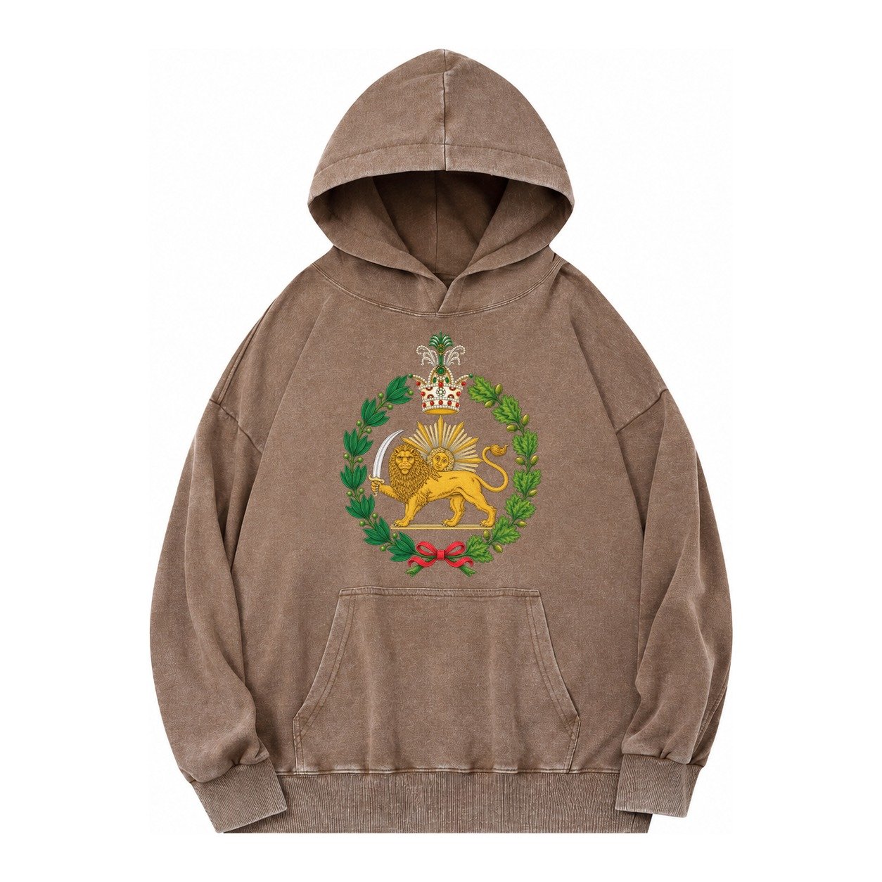 Iran Lion Vintage Washed Hoodie – Brown