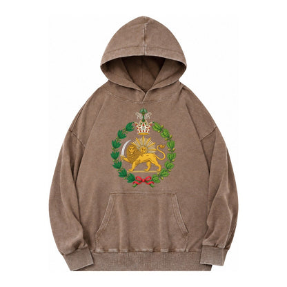 Iran Lion Vintage Washed Hoodie – Brown