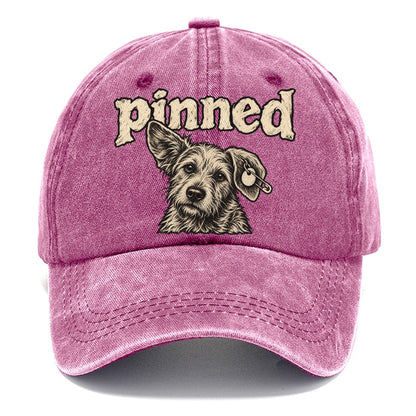 A Scruffy Dog Head With A Safety Pin Through The Ear Tag Bark For Me Classic Cap – Dusty Rose