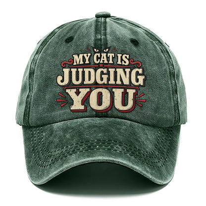 My Cat Is Judging You American Wit Classic Cap – Forest Mist