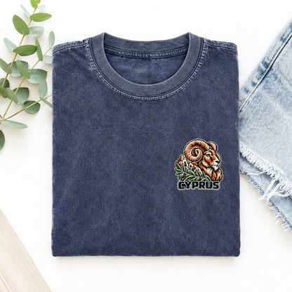 Cyprus Country Pride Left Chest Vintage T-shirt – Blue