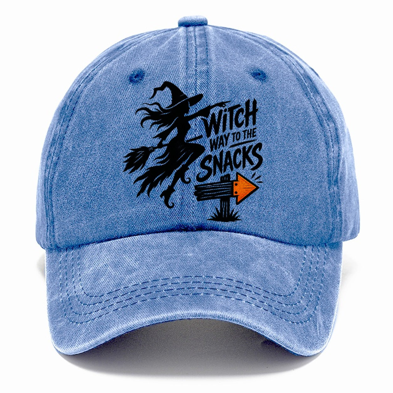 Witch Way To The Snacks Slogan Witch Magic Classic Cap – Summer Sky