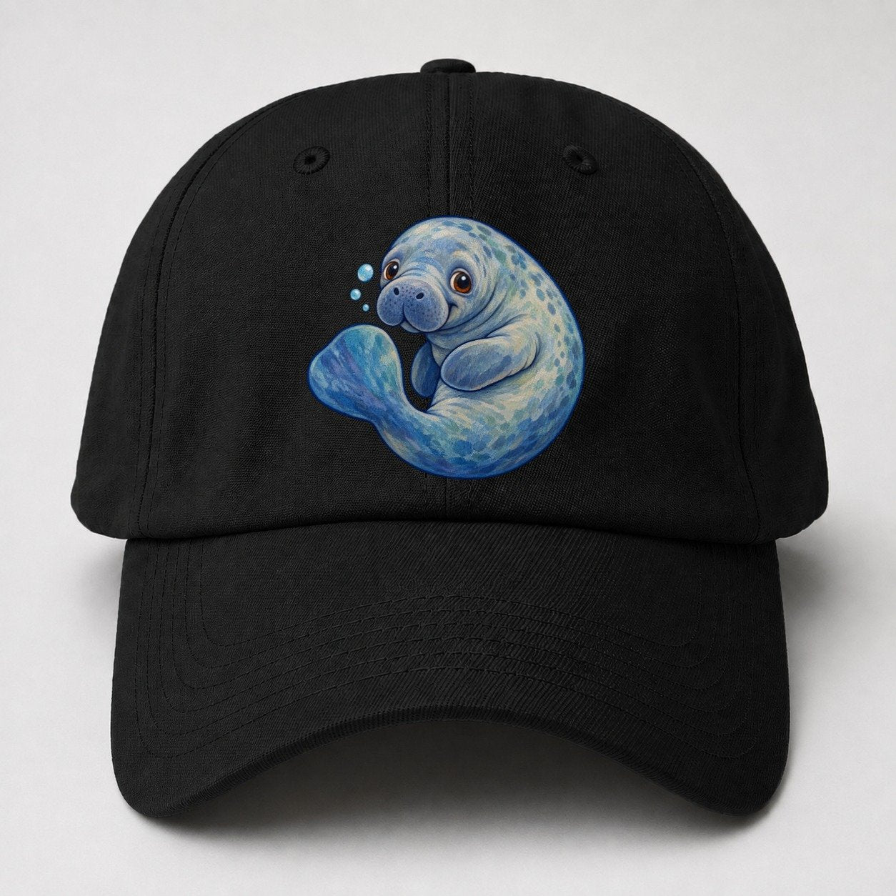 Manatee Curled Drift Sea Sprite Baseball Cap – Black
