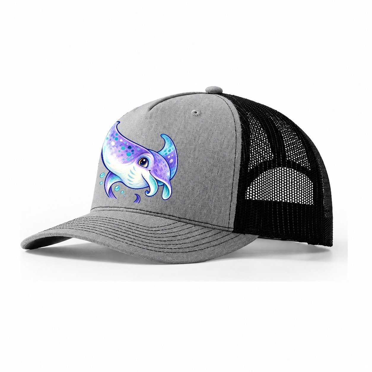 Manta Ray Barrel Turn Sea Sprite Trucker Hat – Sport Grey Black