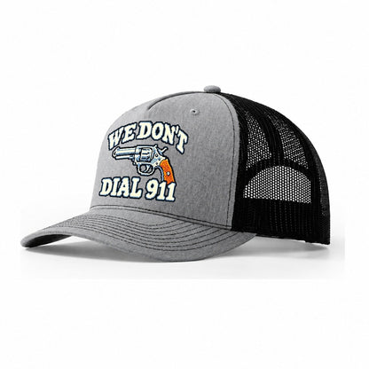 Arcade Pixel We Don't Dial 911 Trucker Hat – Sport Grey Black