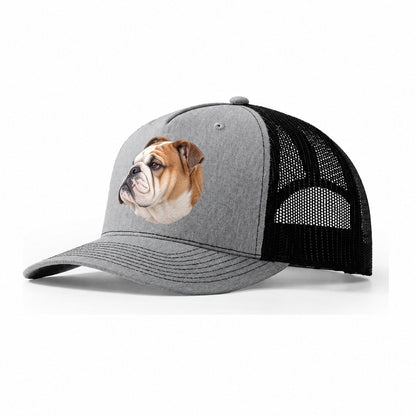 Bulldog Serious Side Profile Character Club Trucker Hat – Sport Grey Black