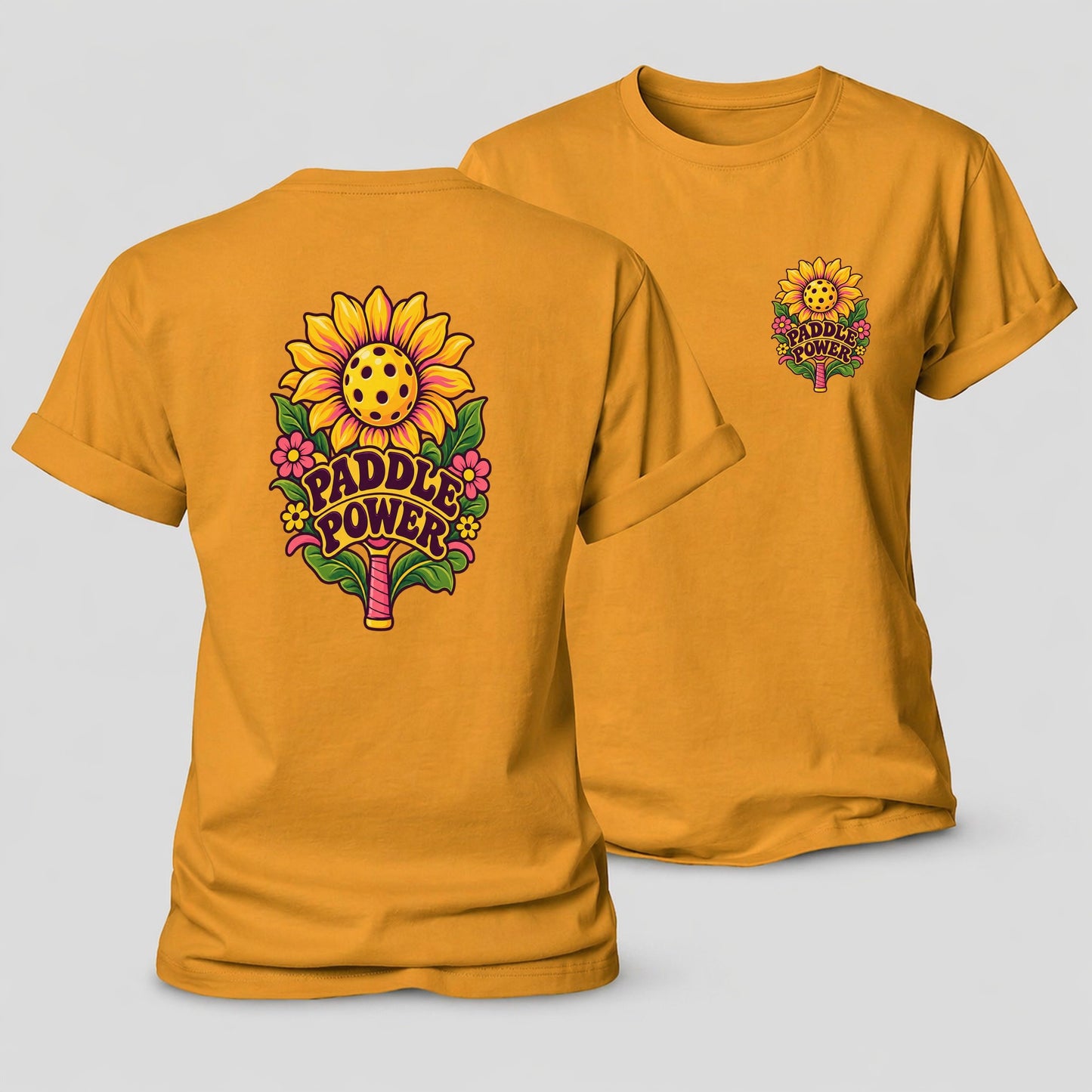 Sunflower Paddle Power Pickleball Life Women's Cotton T-Shirt – Ginger Yellow