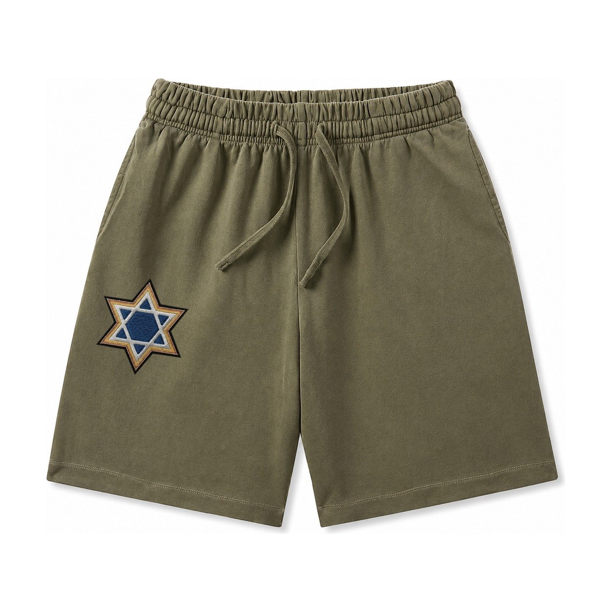 Star Of David Washed Shorts – Army Green