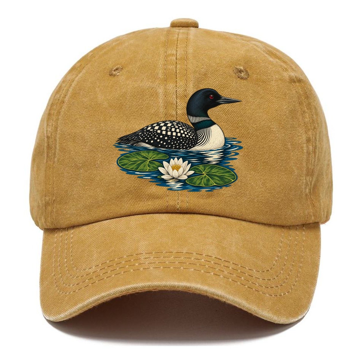Common Loon And Water Lilies Canada Cultural Icons Classic Cap – Golden Harvest