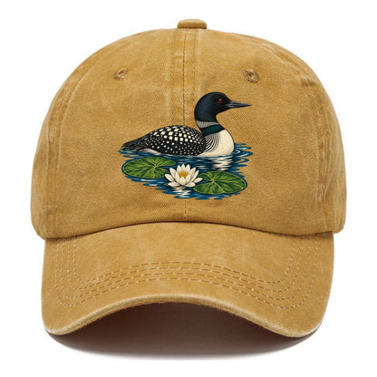 Common Loon And Water Lilies Canada Cultural Icons Classic Cap – Golden Harvest
