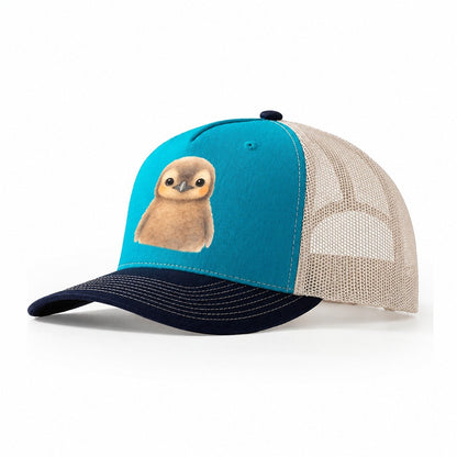 Baby King Penguin Orange Cheek Patches Fluffy Brown Large Ey Trucker Hat – Teal-Navy