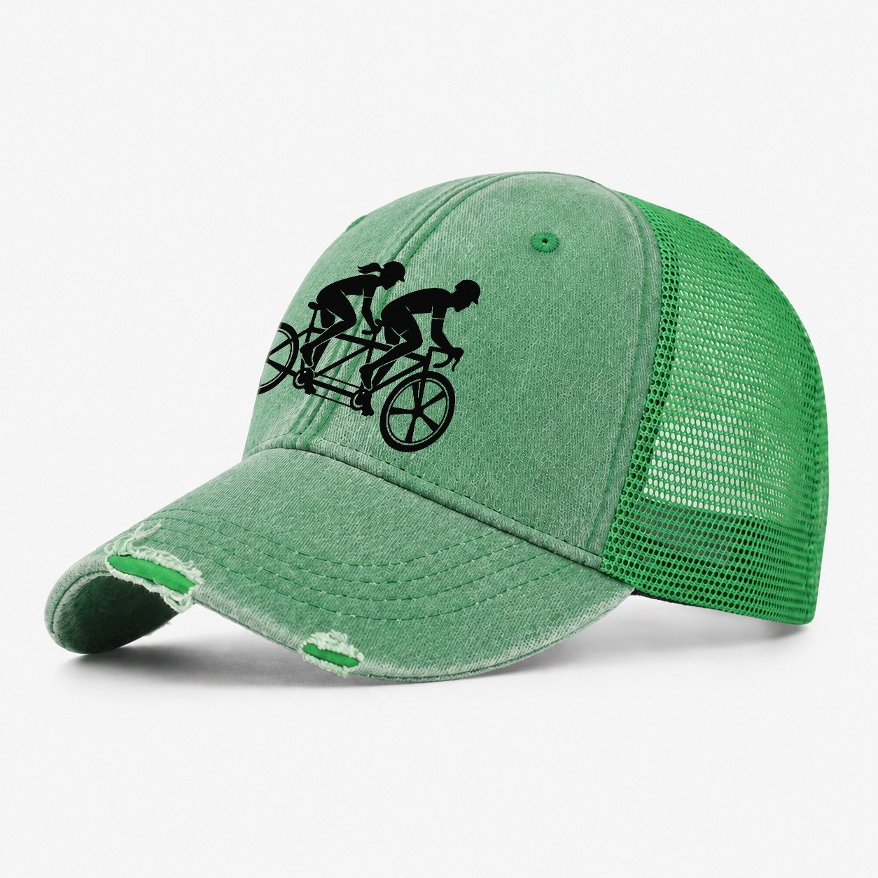 Tandem Ride Partners Cycling Life Washed Trucker Hat – Ink Green