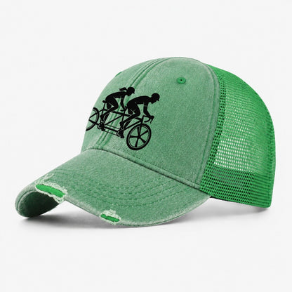 Tandem Ride Partners Cycling Life Washed Trucker Hat – Ink Green