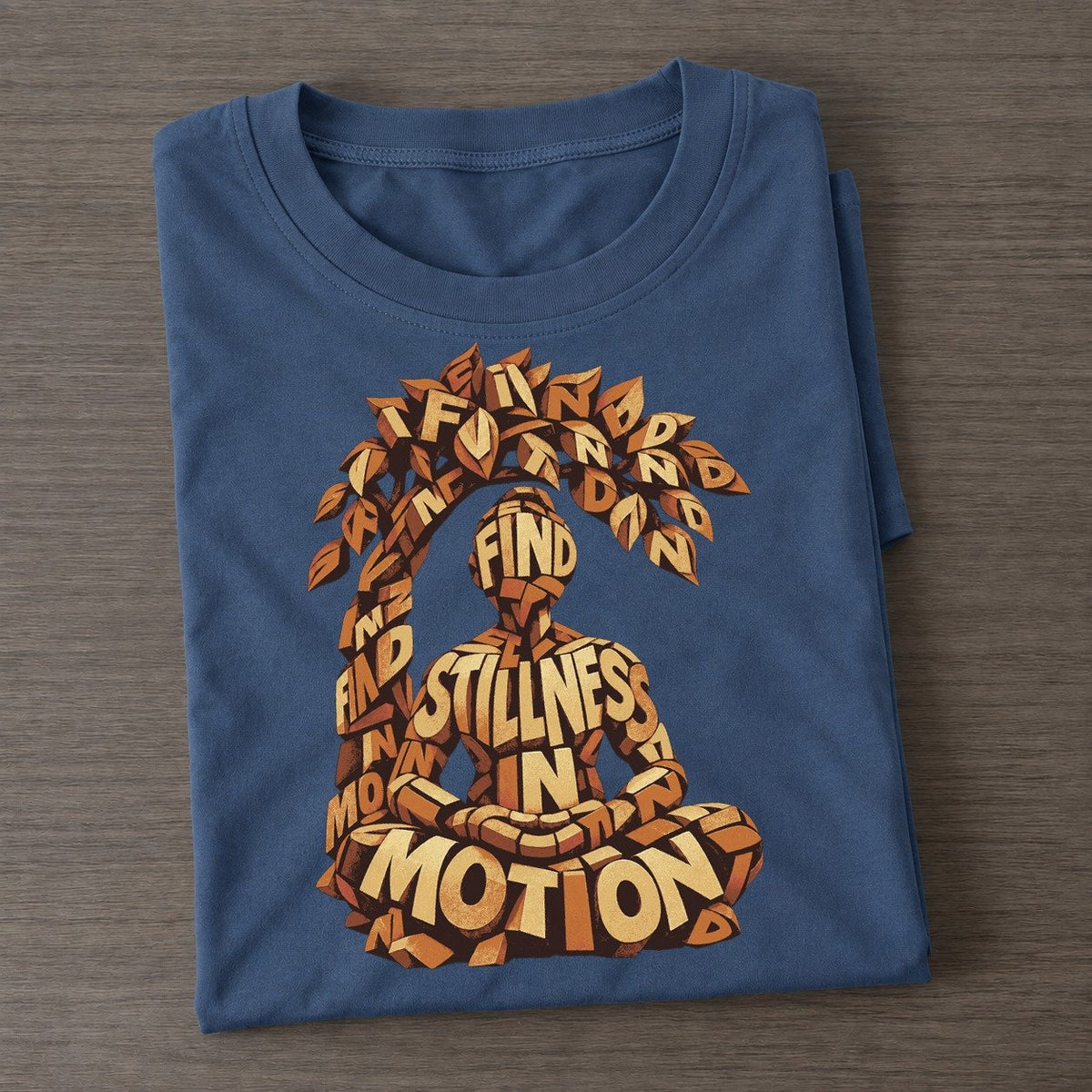 Meditation Under Leaves Letter Sculpture Classic T-shirt – Twilight Navy
