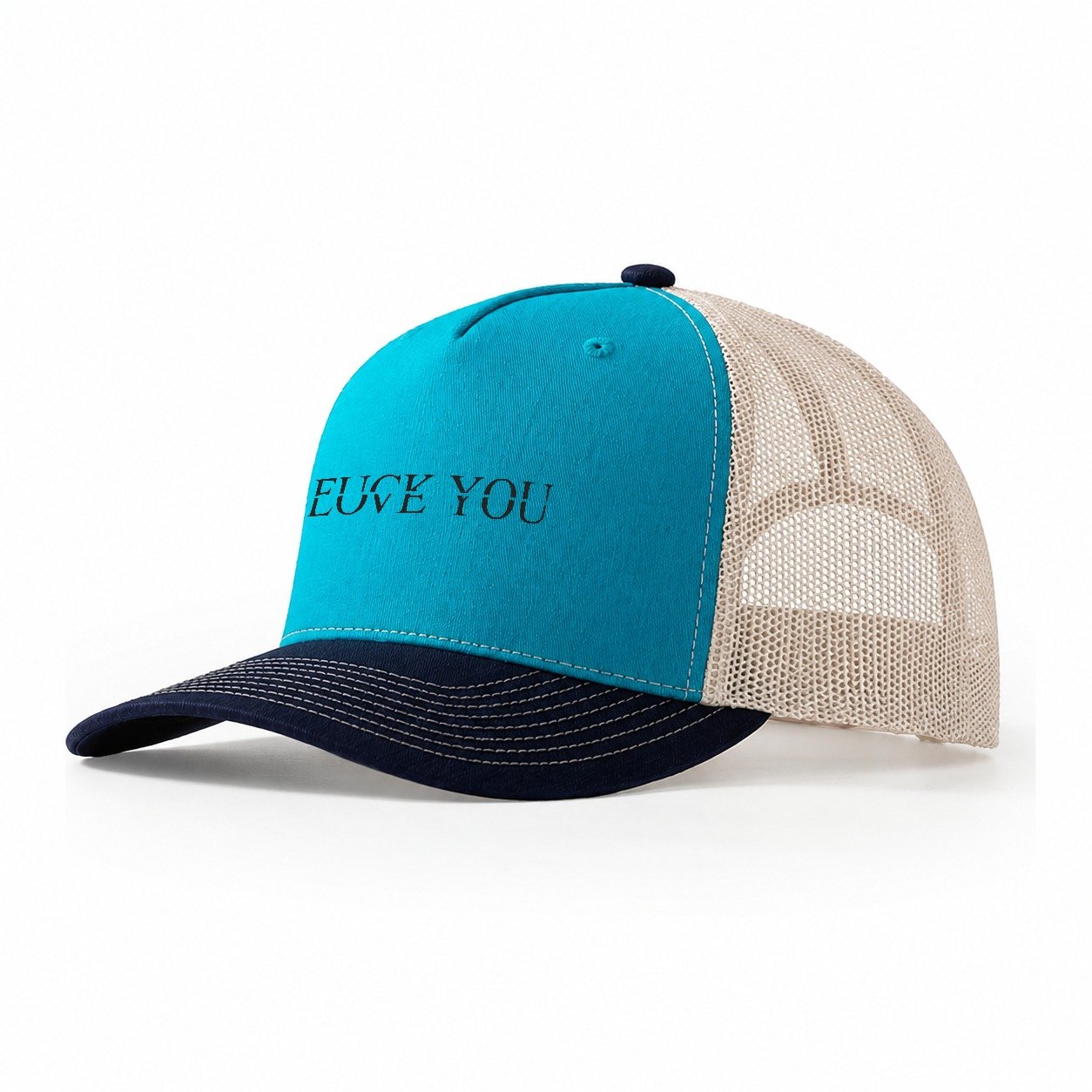 Fuck Love You Trucker Hat – Teal-Navy
