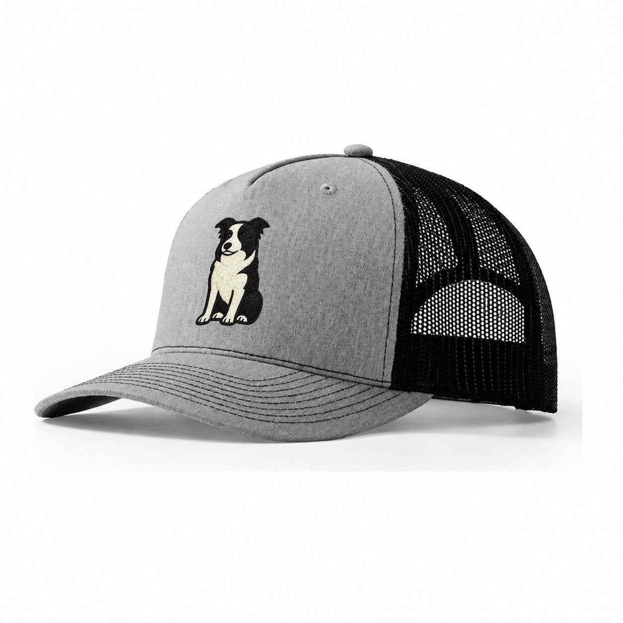 Sitting Border Collie Trucker Hat – Sport Grey Black