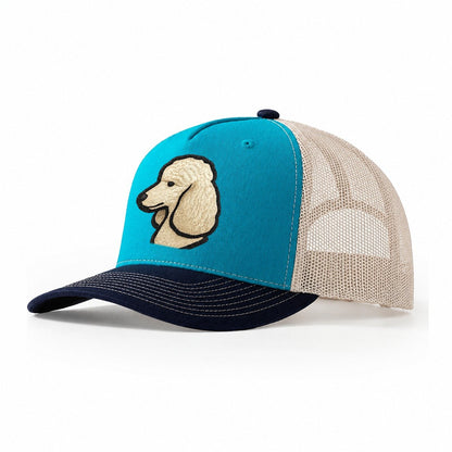 Poodle Contemporary Clean Style With Strong Black Outline Trucker Hat – Teal-Navy