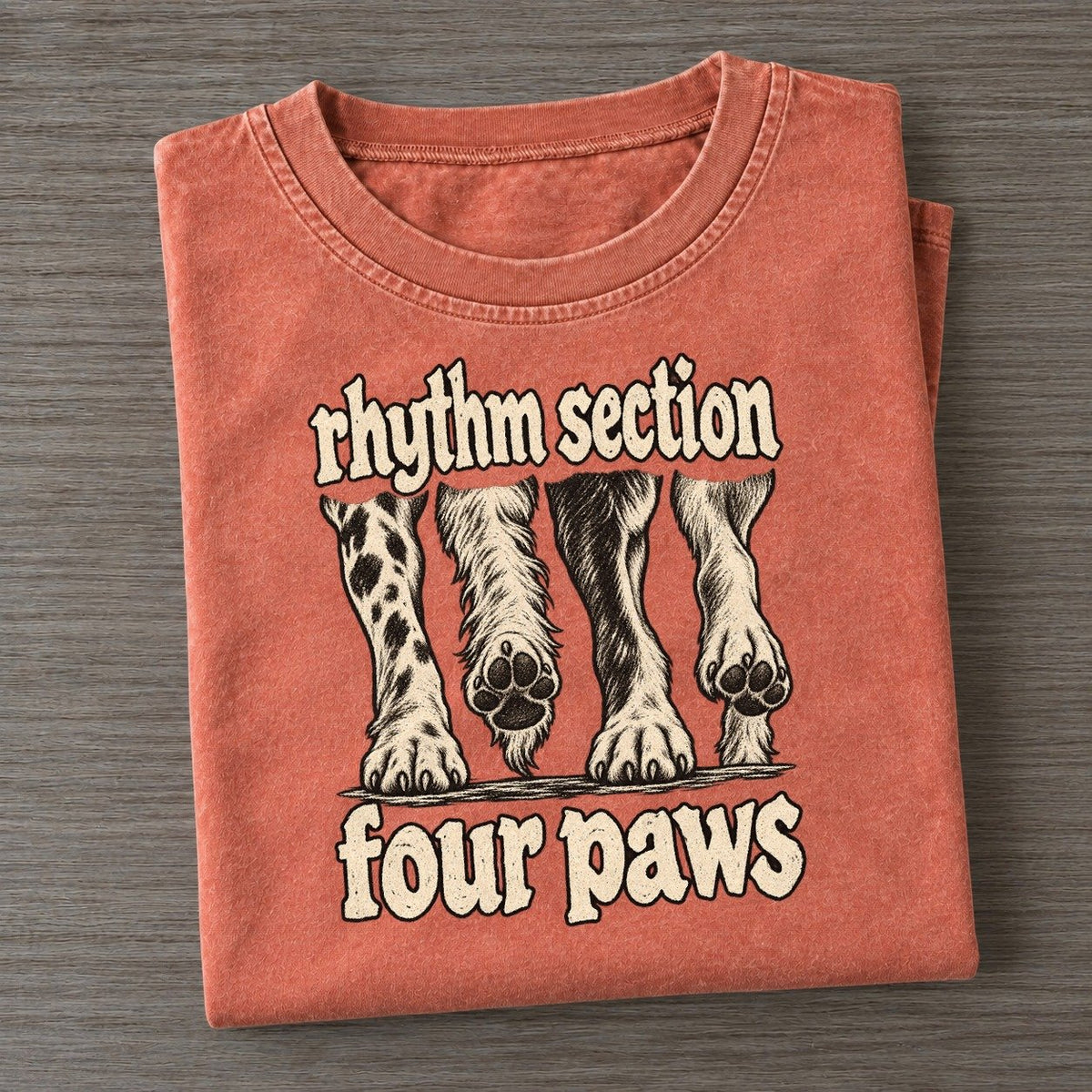 Four Dog Paws In A Row Seen From The Front Mid Stride Bark For Me Vintage T-shirt – Terracotta