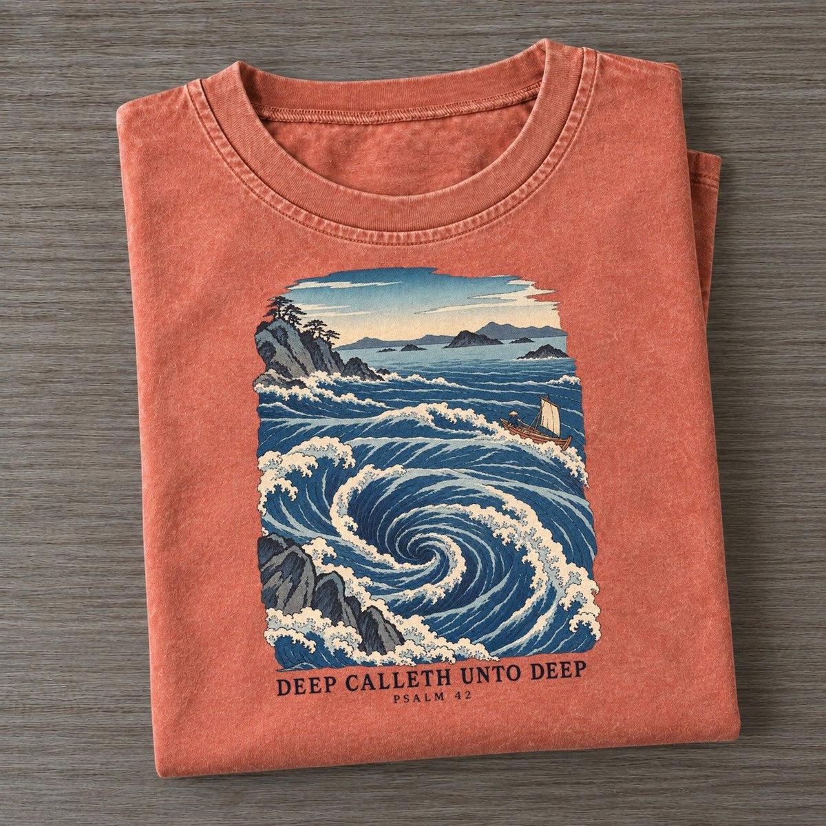 Deep Calleth Unto Deep The Great Deep Vintage T-shirt – Terracotta