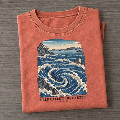 Deep Calleth Unto Deep The Great Deep Vintage T-shirt – Terracotta